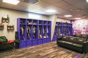 Lacrosse Team lockers and seating area