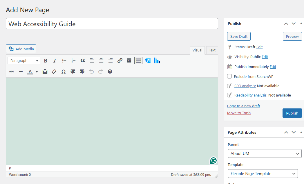 Word Press Page Title Field
